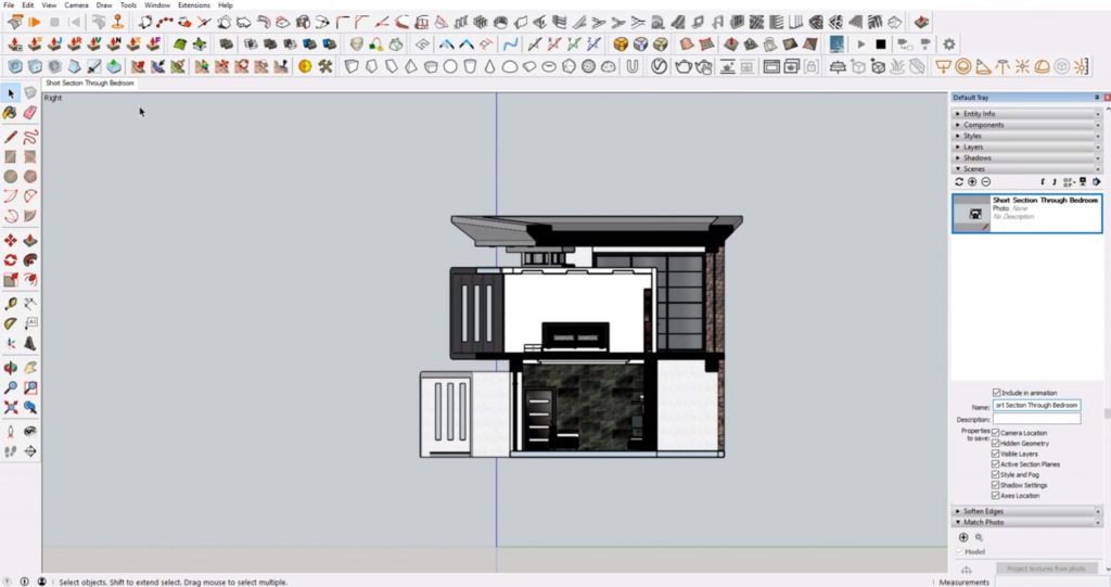 sections in Sketchup first scene
