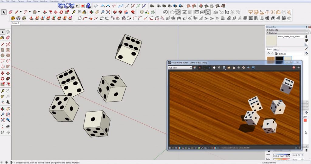 dice before adding round corners in Sketchup