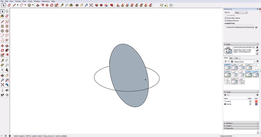 draw a second circle for a sphere in Sketchup