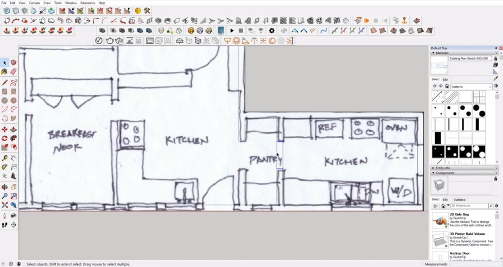 draw interior walls from floor plan to 3D
