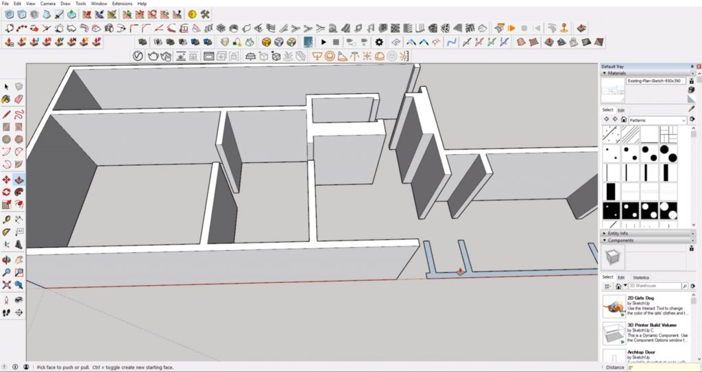 extrude walls from floor plan to 3D