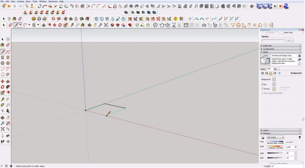 Sketchup for Beginners: locking to axis