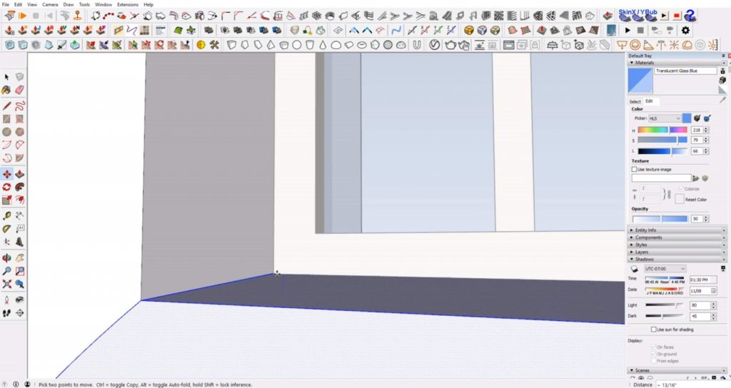 align slope to windows in Sketchup