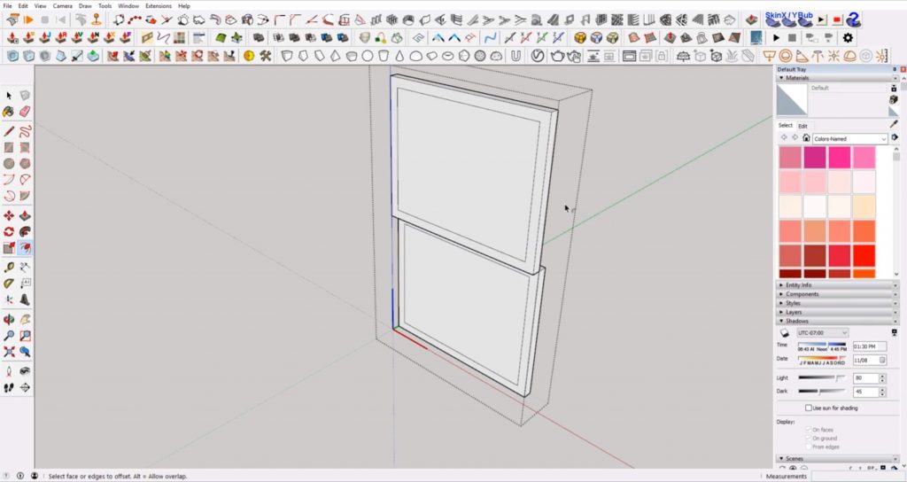 offset pane of windows in Sketchup