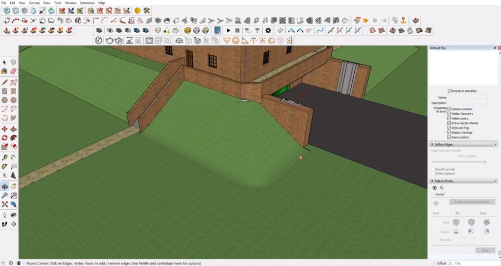 round corners of Sketchup site model